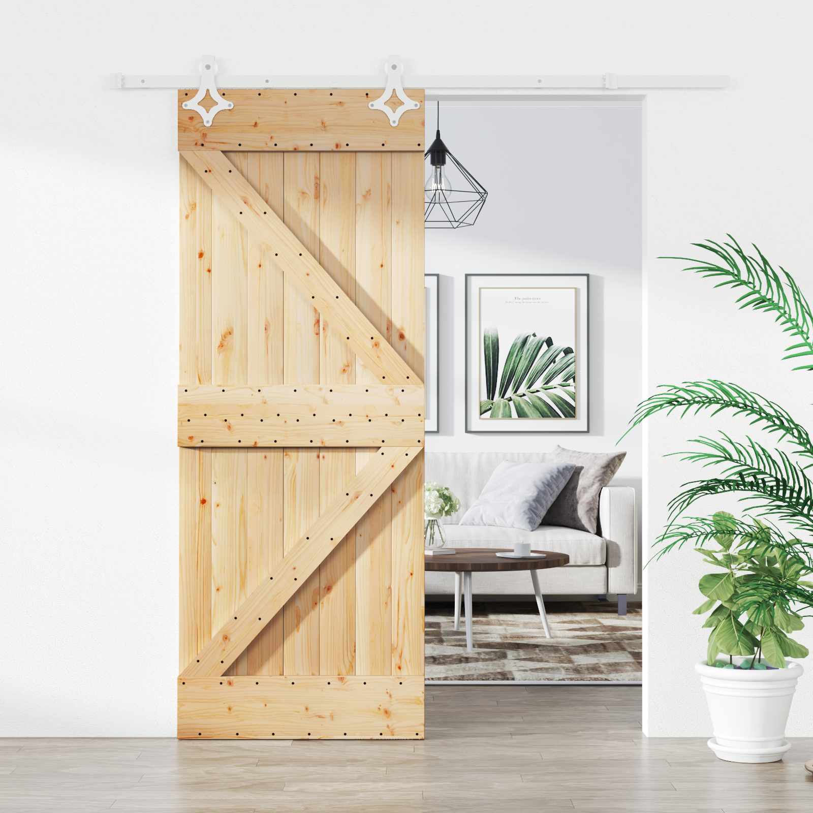 Sliding Door Natural and White 80 x 210 cm