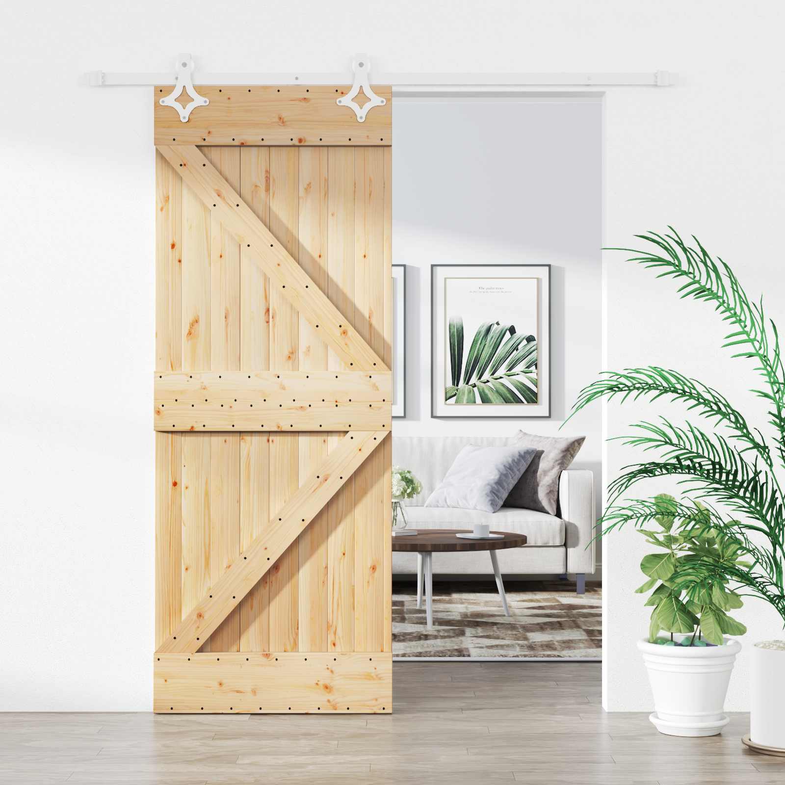 Sliding Door Natural and White 80 x 210 cm