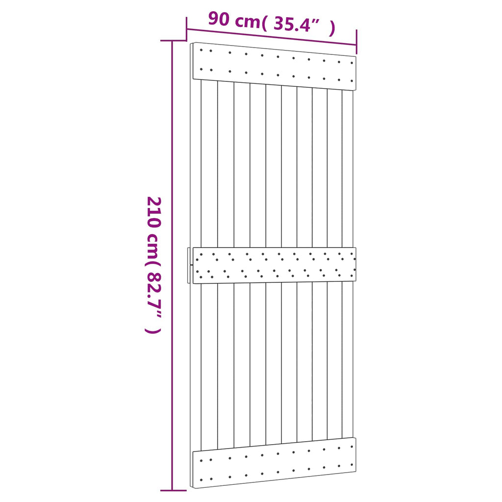 Puerta Corredera Natural y Blanco 90 x 210 cm
