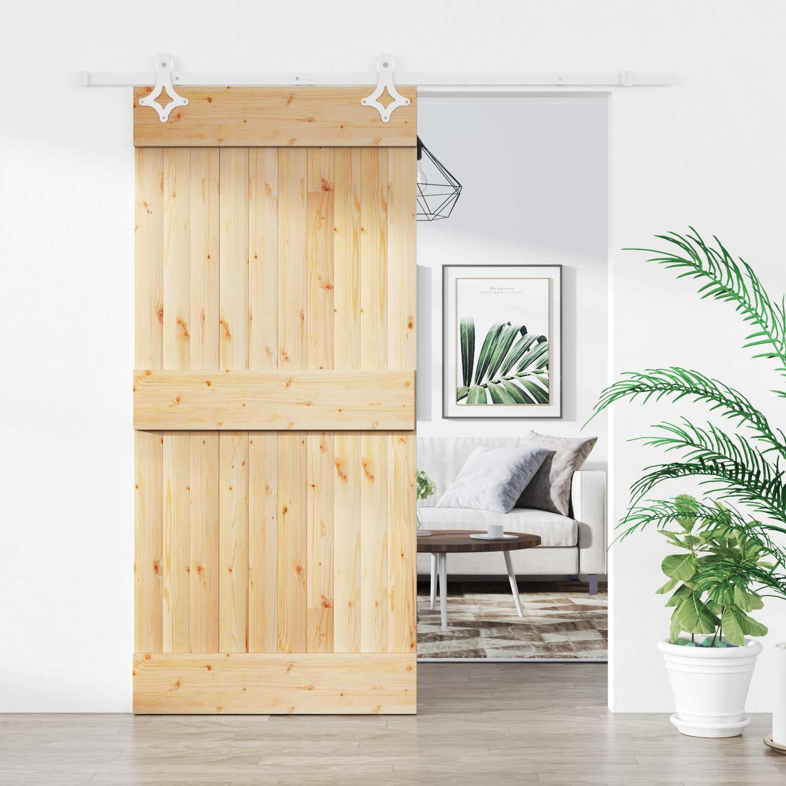 Sliding Door Natural and White 90 x 210 cm