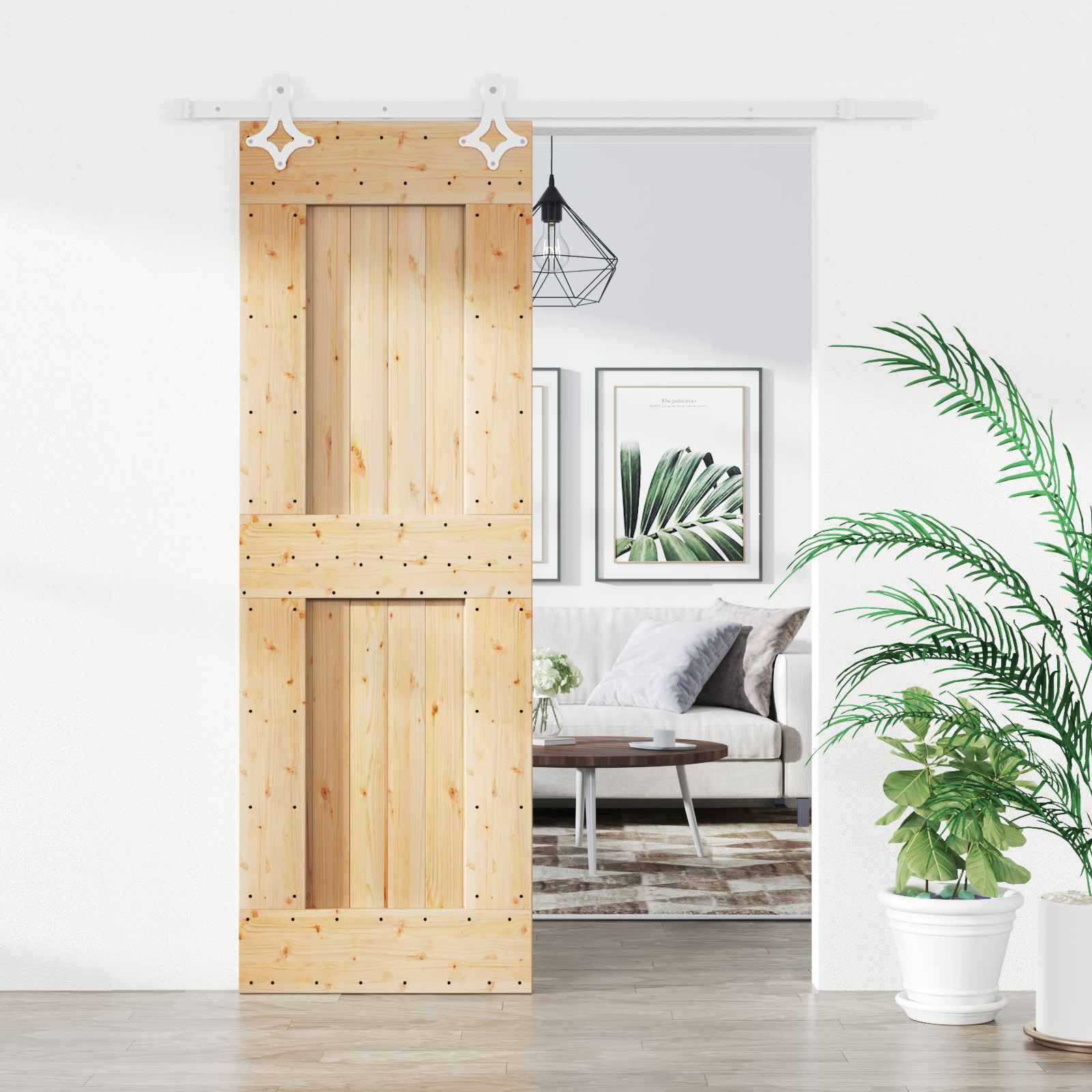 Sliding Door Natural 90 x 208 cm Solid Pine Wood