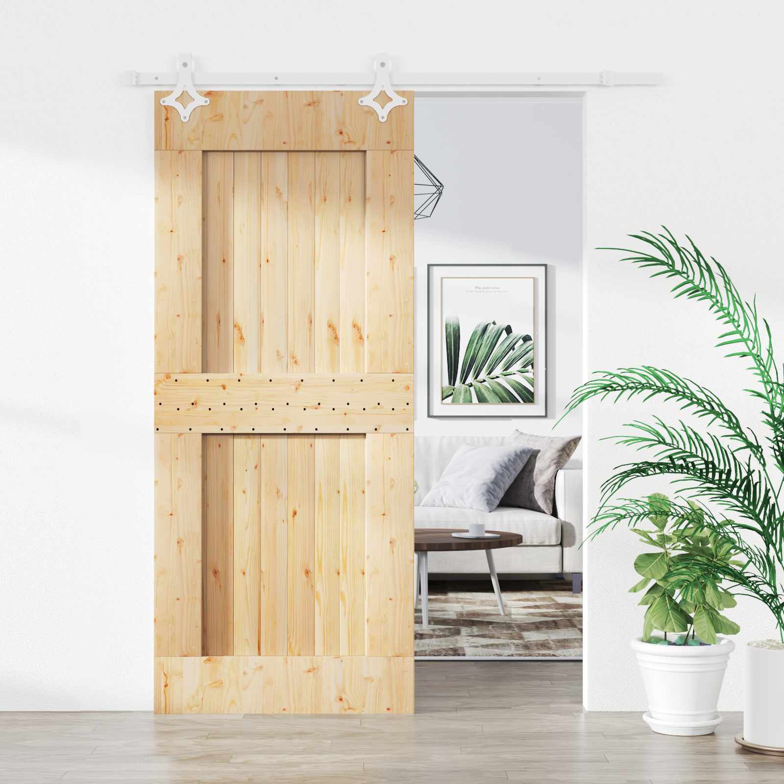 Sliding Door Natural and White 80 x 210 cm