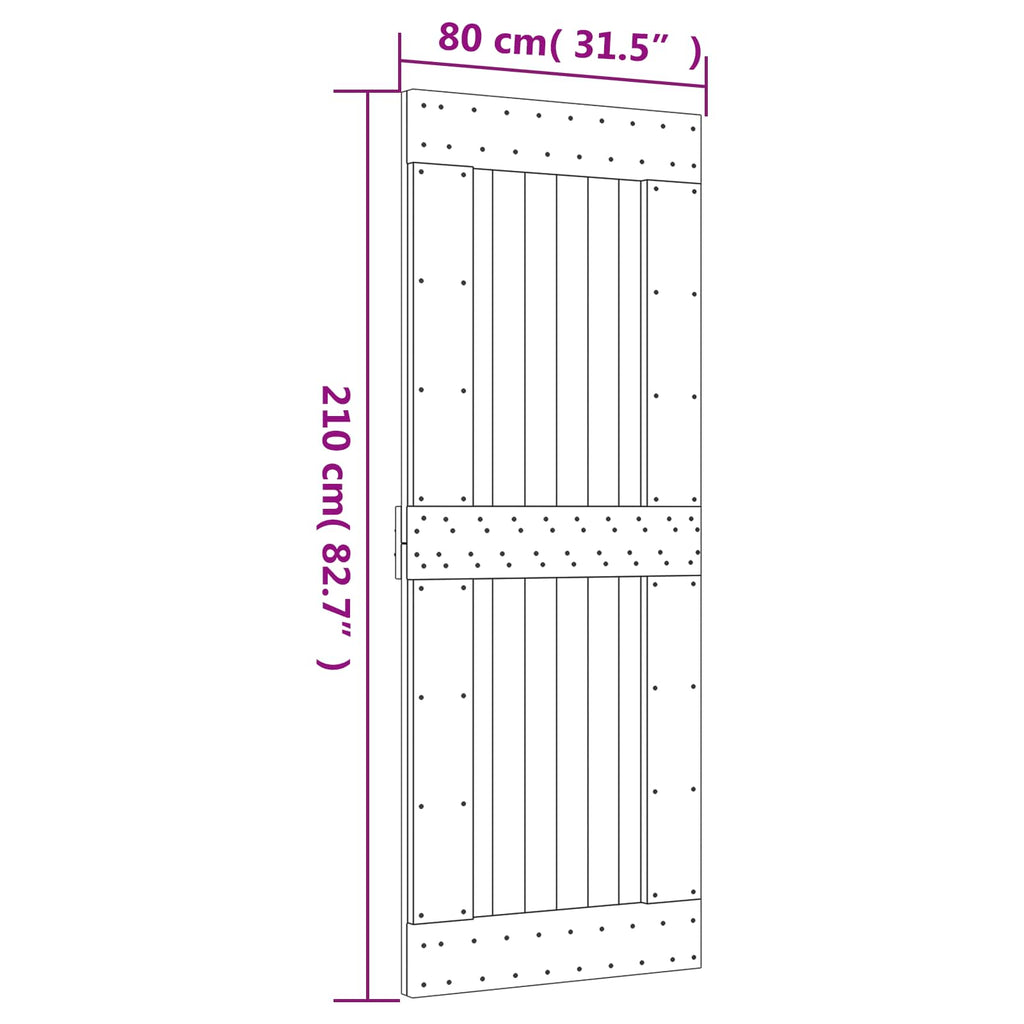 Sliding Door Natural and White 80 x 210 cm