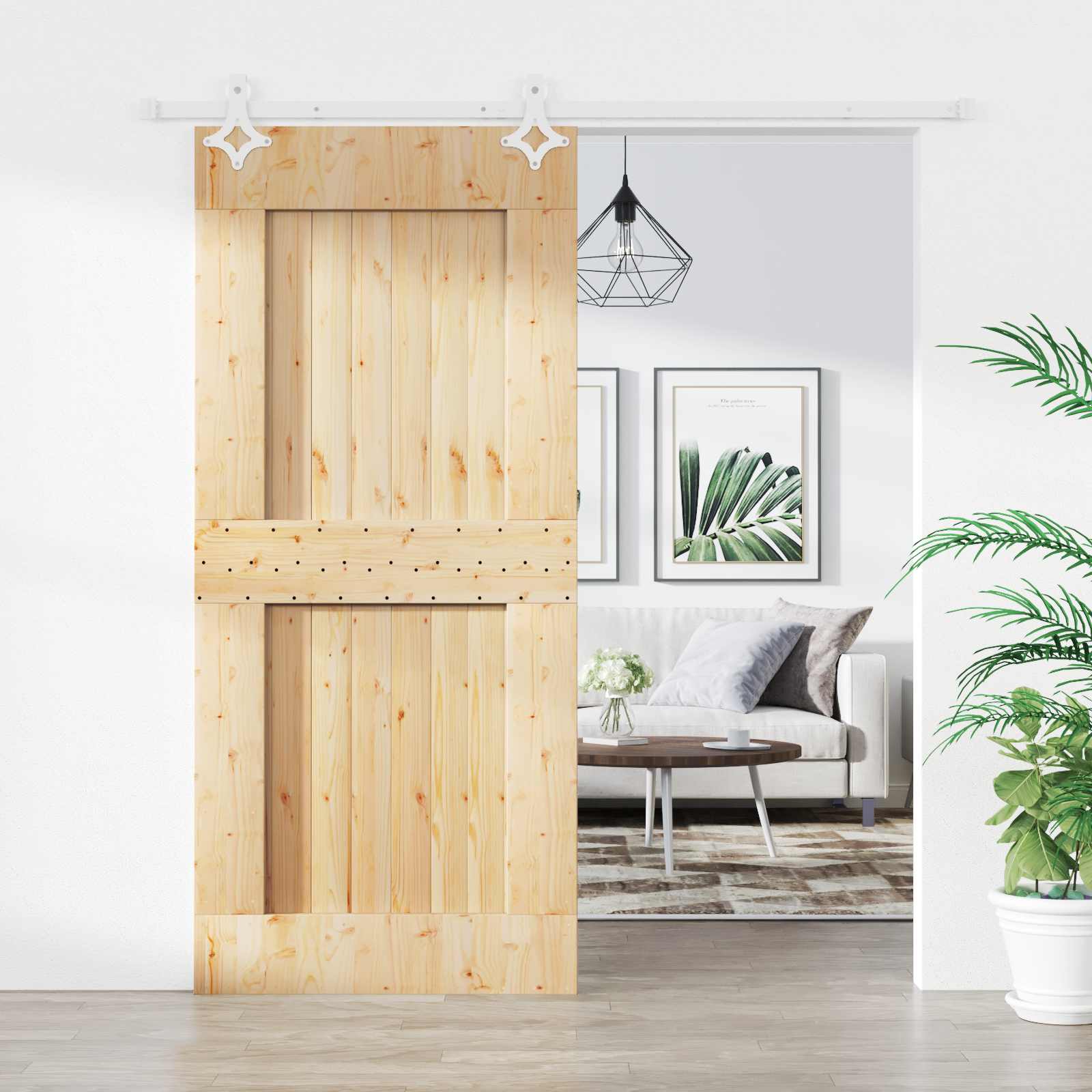 Puerta Corredera Natural y Blanco 80 x 210 cm