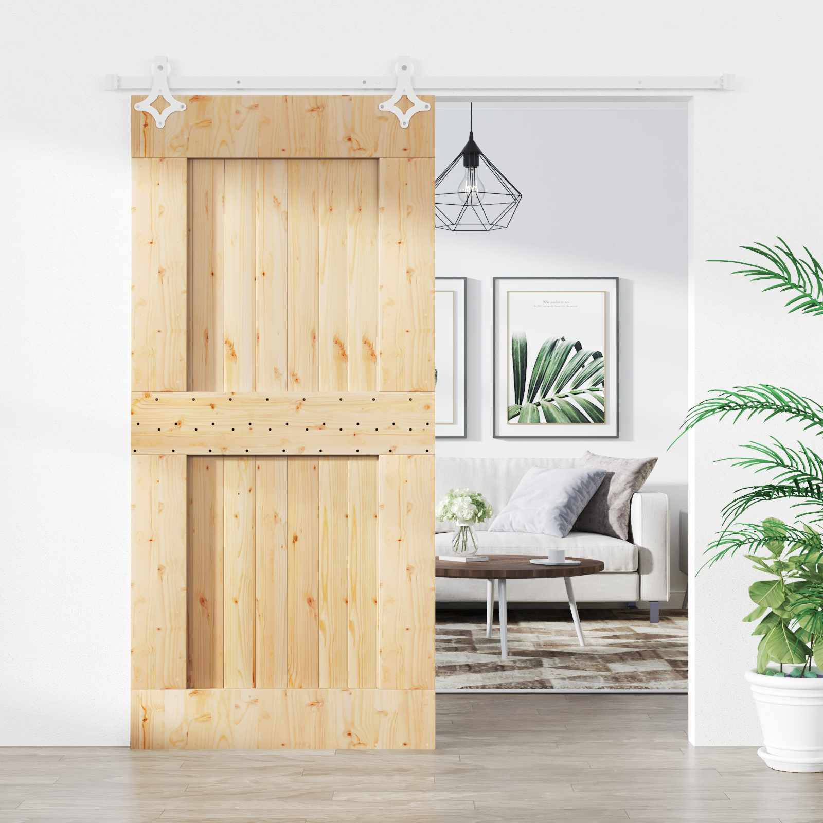 Sliding Door Natural and White 95 x 210 cm