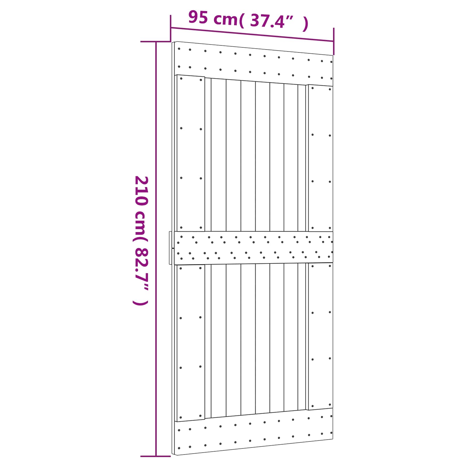 Sliding Door Natural and White 95 x 210 cm