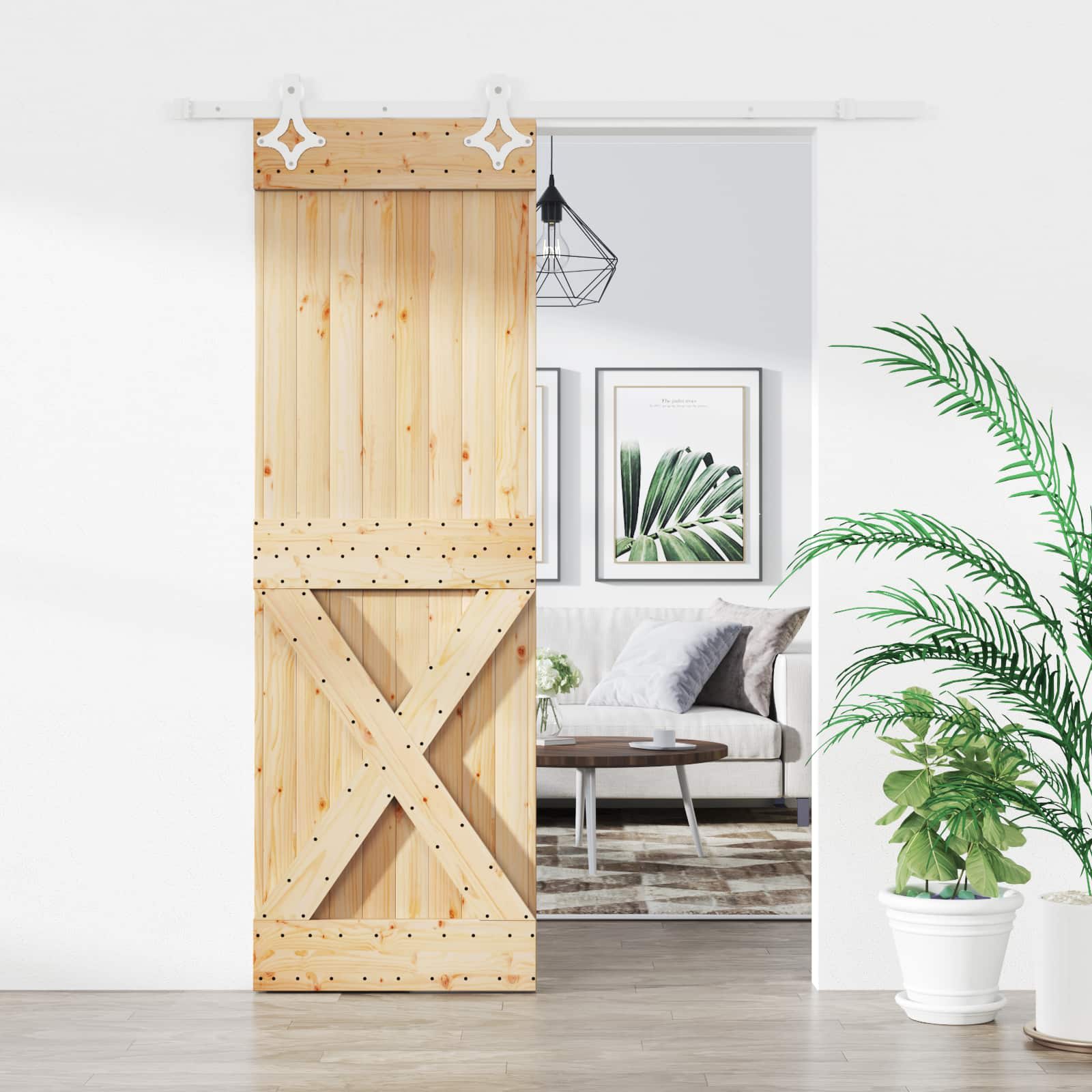 Puerta Corredera Natural y Blanco 70 x 210 cm