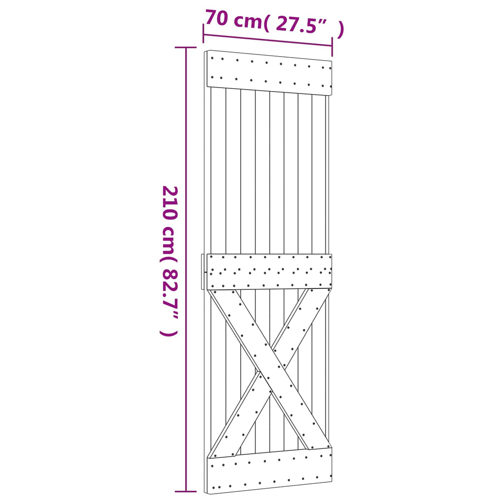 Puerta Corredera Natural y Blanco 70 x 210 cm