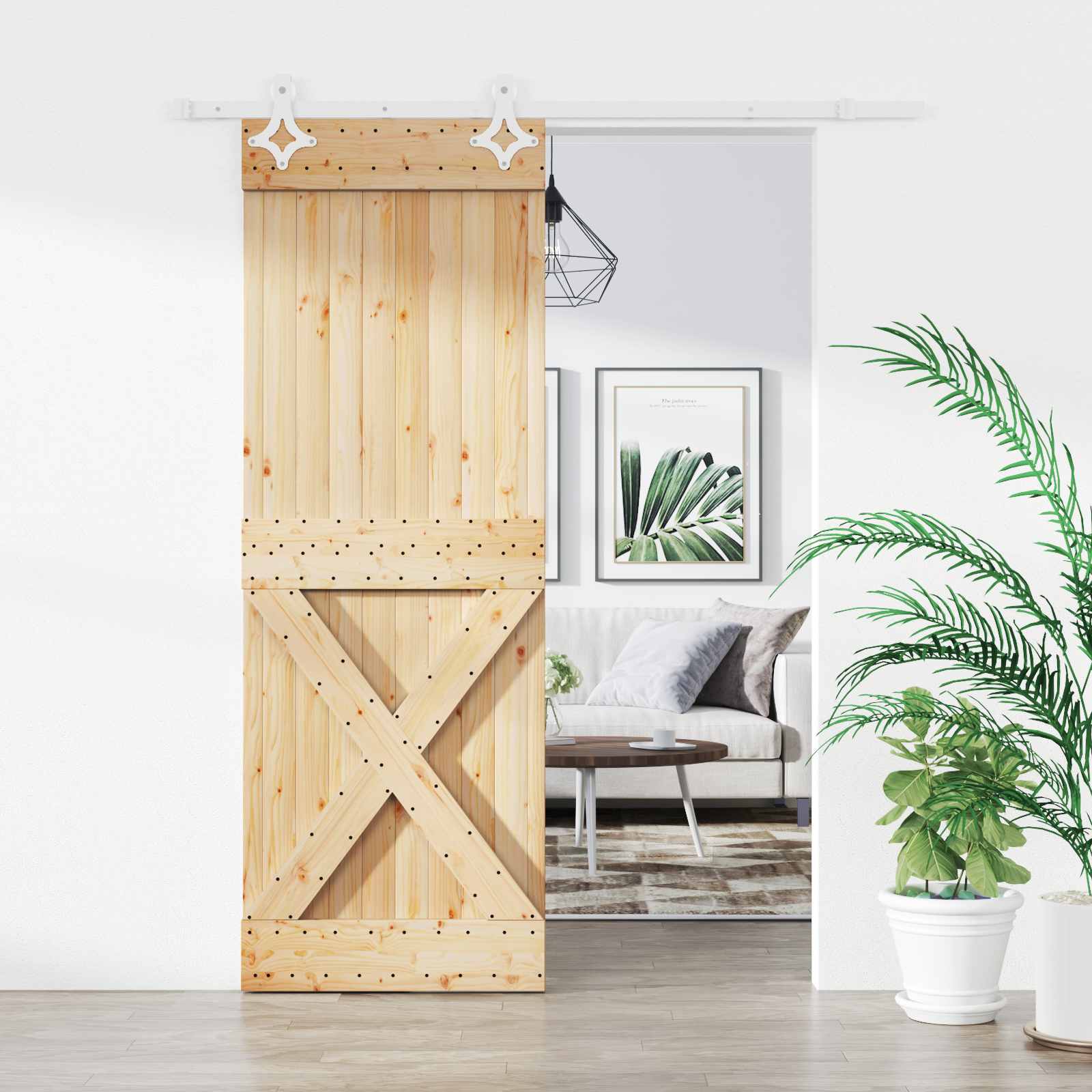 Sliding Door Natural and White 80 x 210 cm