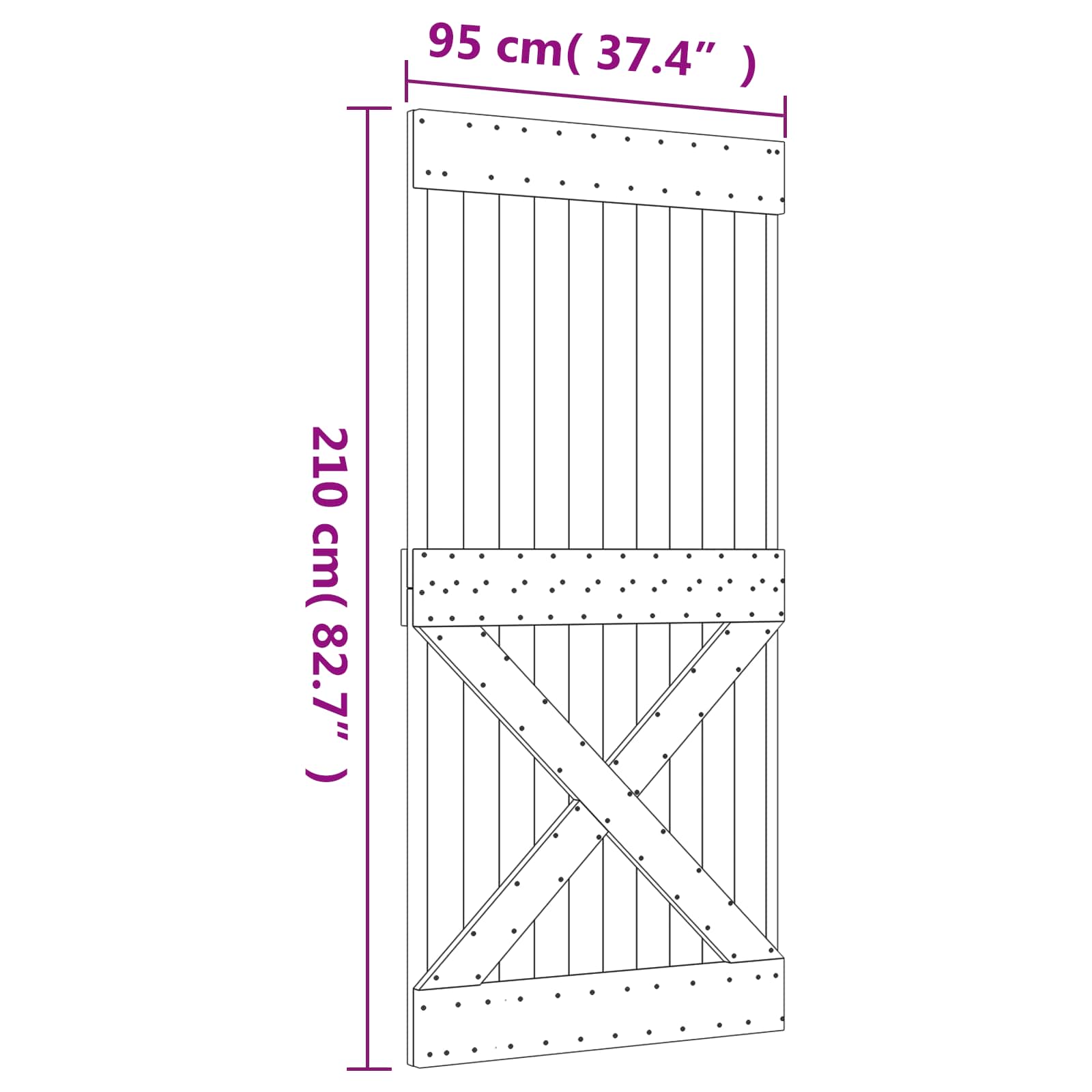 Puerta Corredera Natural y Blanco 95 x 210 cm
