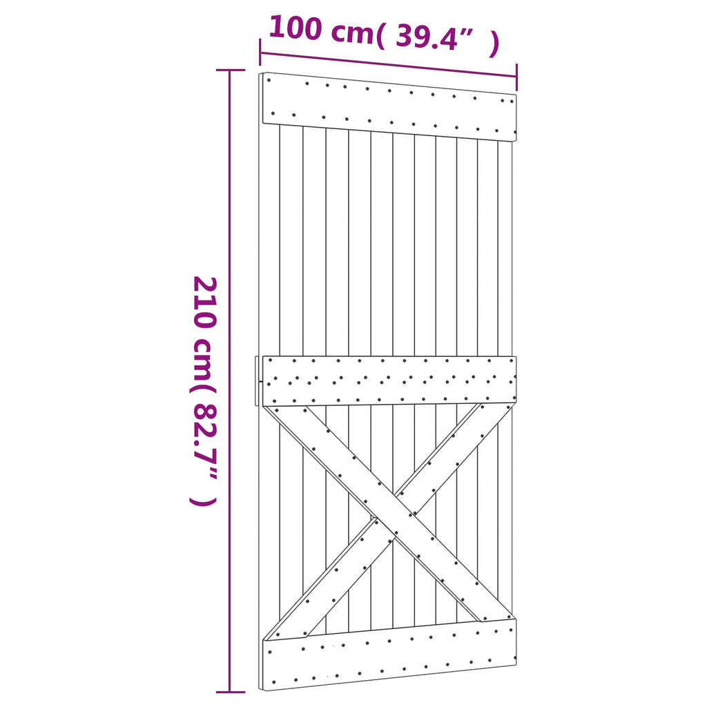 Puerta Corredera Natural y Blanco 100 x 210 cm