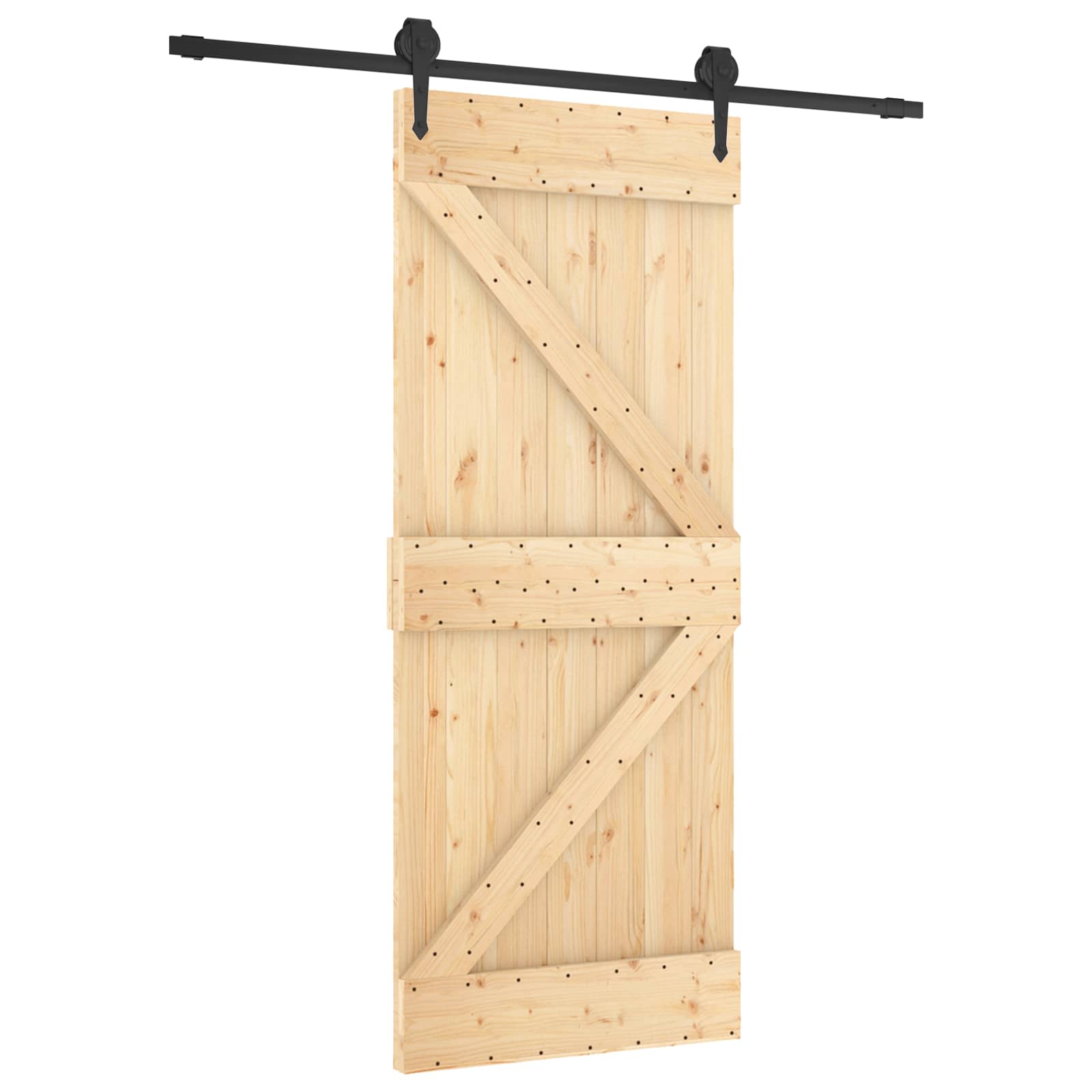 Puerta Corredera Natural y negro 85 x 210 cm