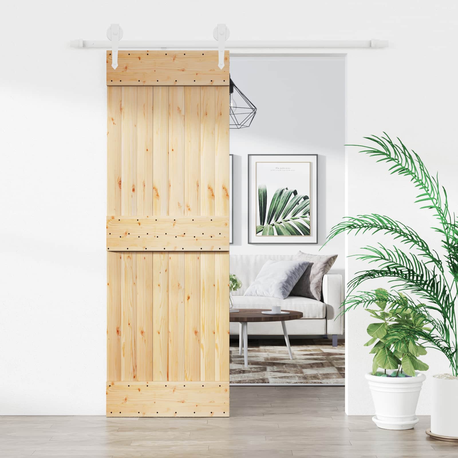 Sliding Door Natural and White 70 x 210 cm