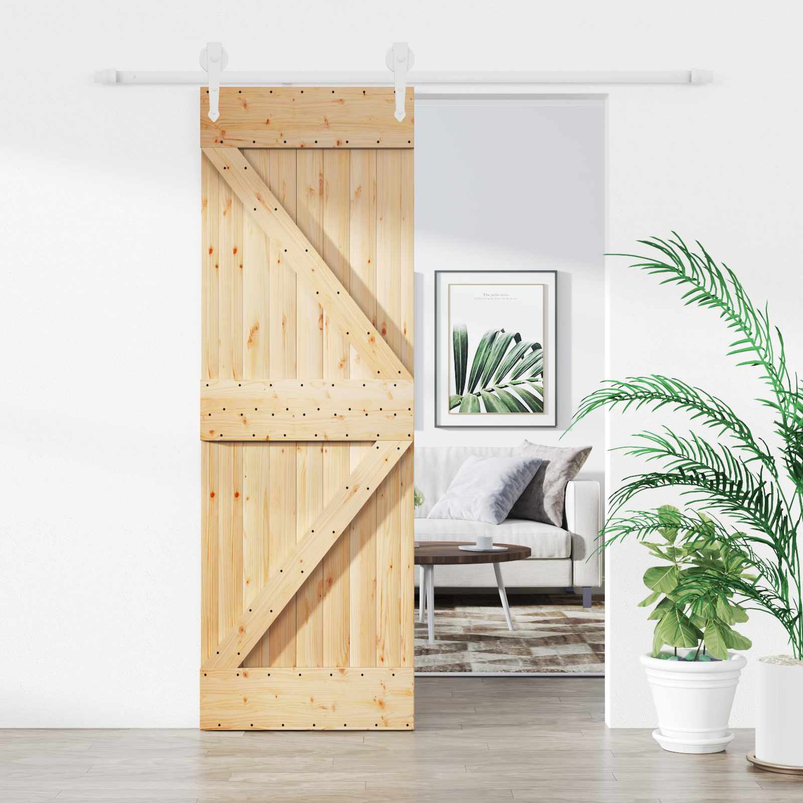 Sliding Door Natural and White 70 x 210 cm