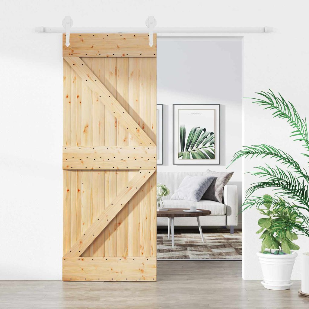 Natural and White Sliding Door 85 x 210 cm