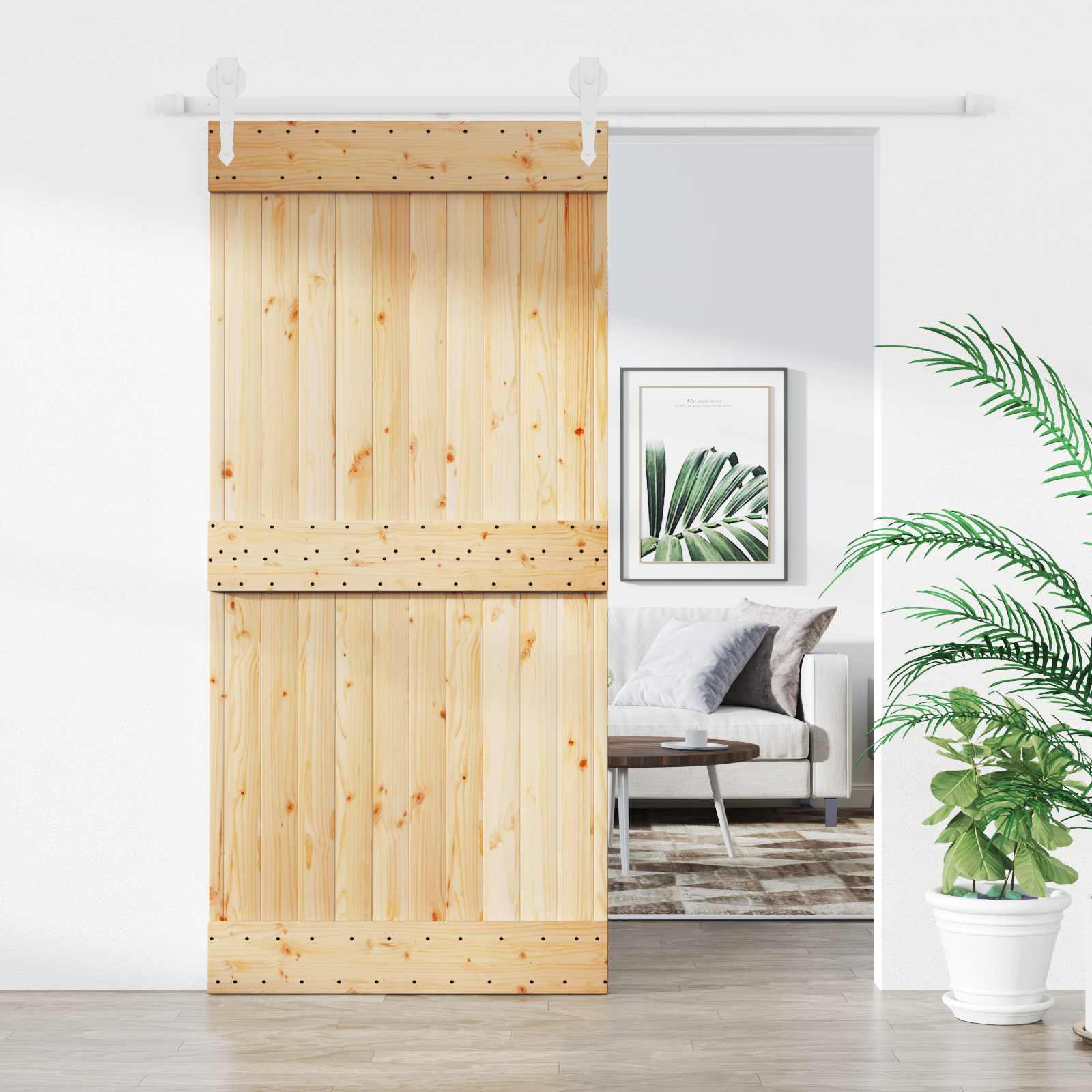 Sliding Door Natural and White 100 x 210 cm