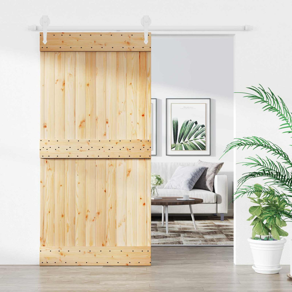 Natural and White Sliding Door 100 x 210 cm