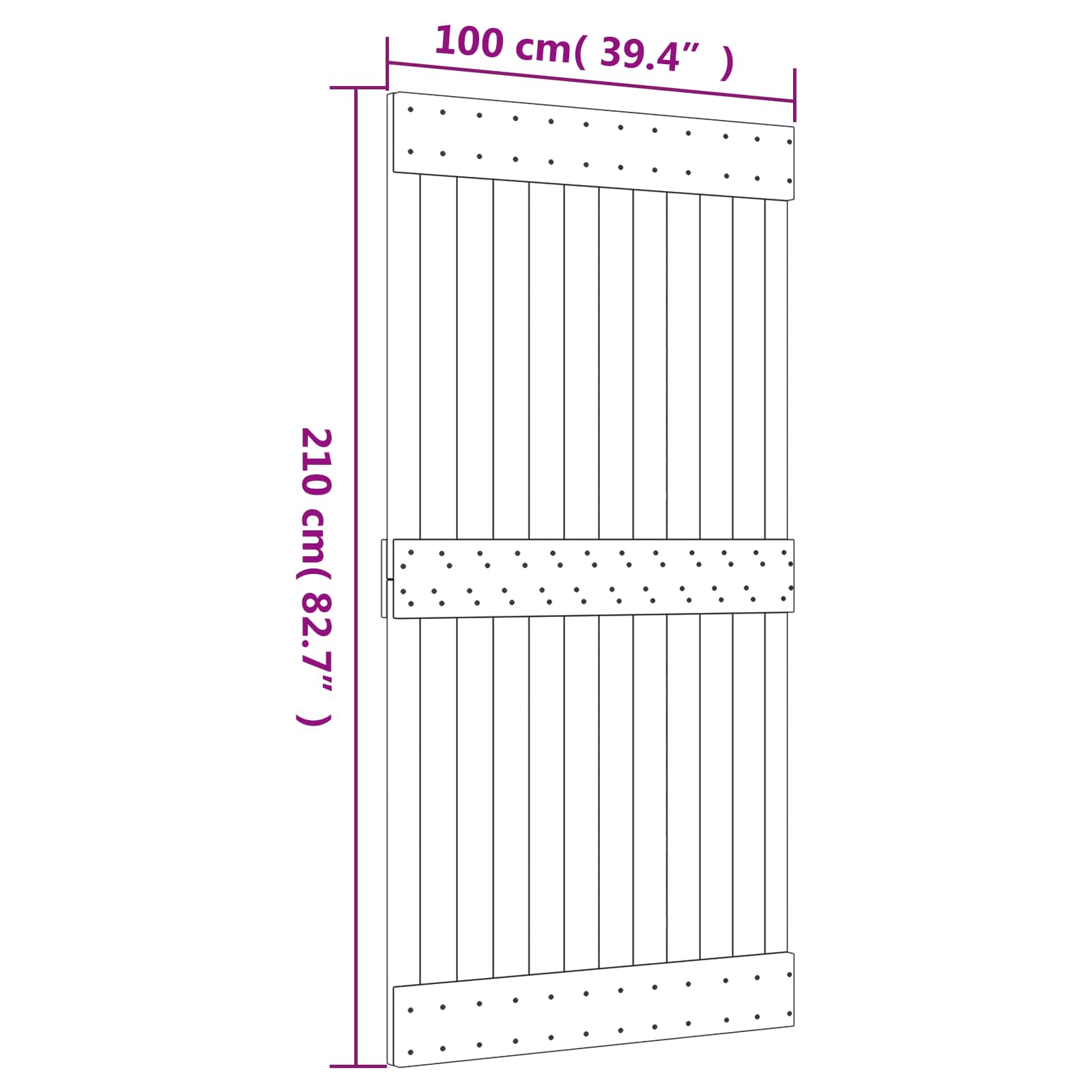 Natural and White Sliding Door 100 x 210 cm