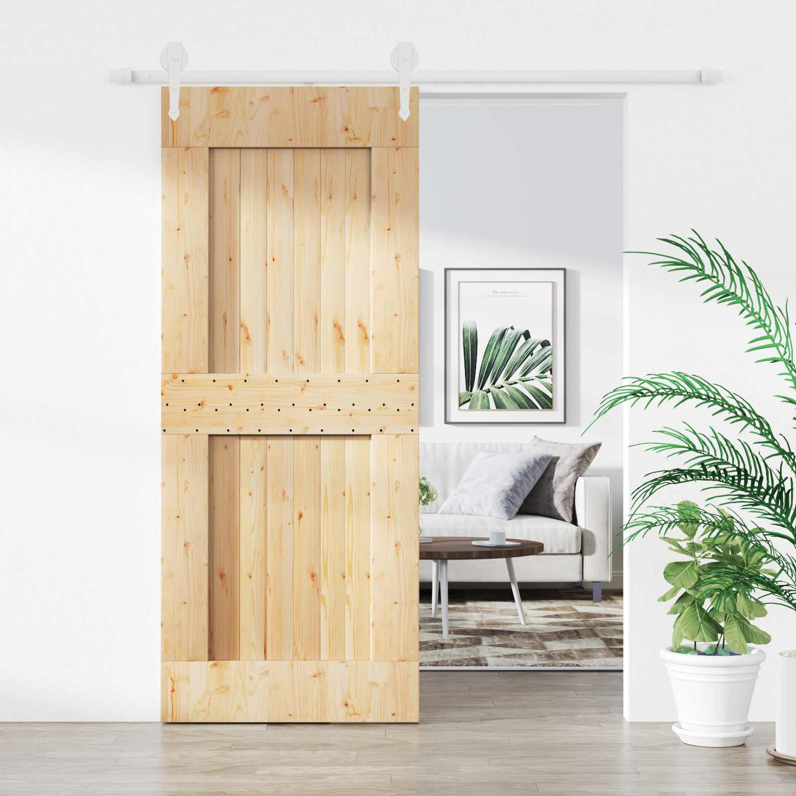 Puerta Corredera Natural y Blanco 85 x 210 cm