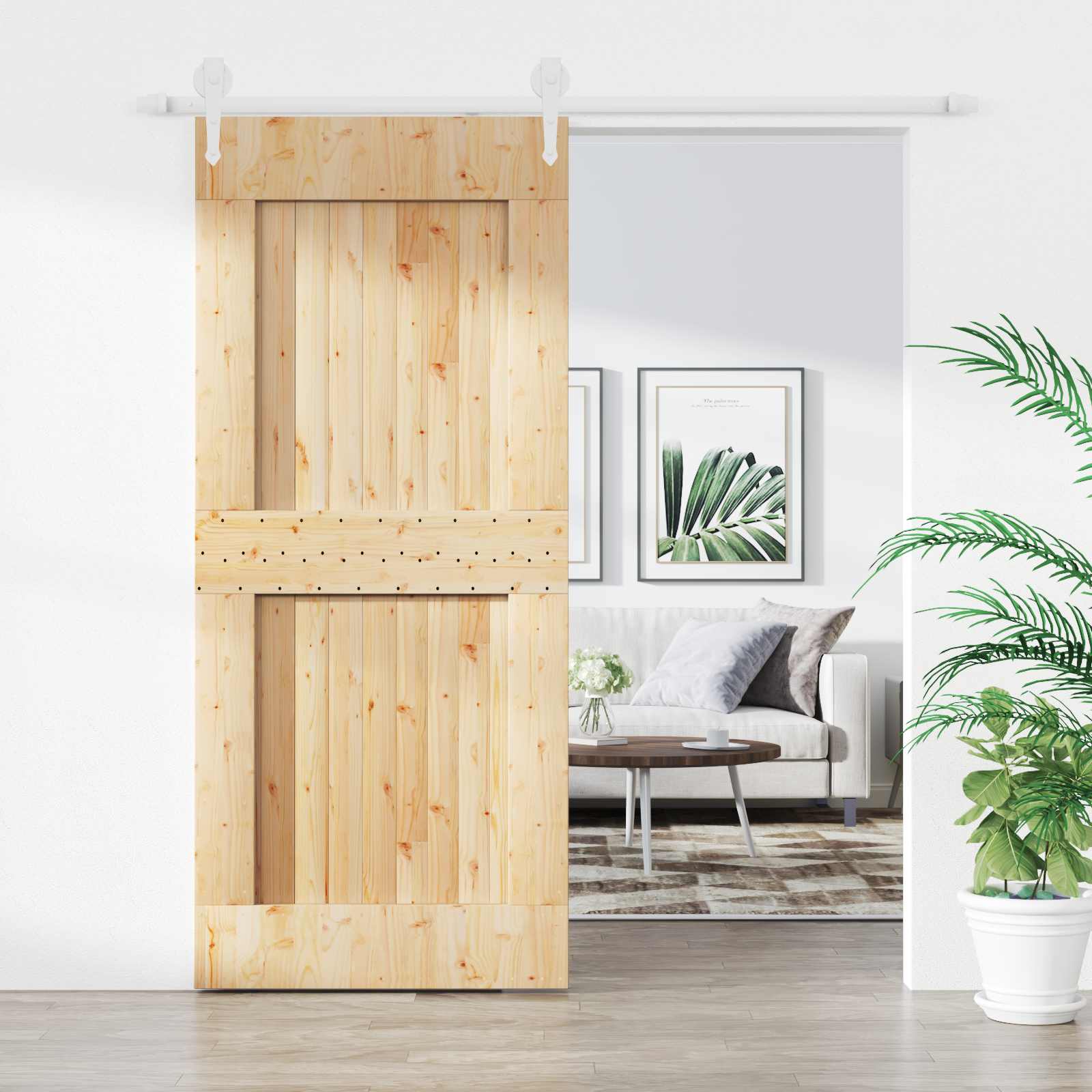 Sliding Door Natural and White 90 x 210 cm