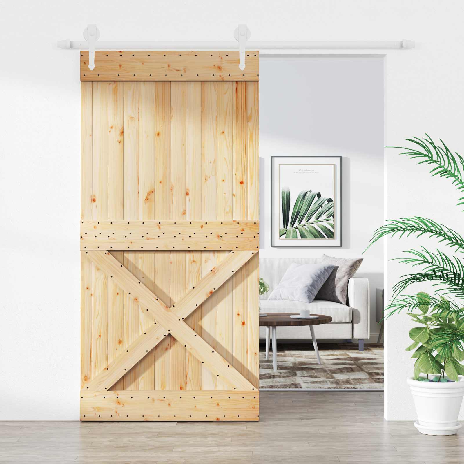 Sliding Door Natural and White 100 x 210 cm