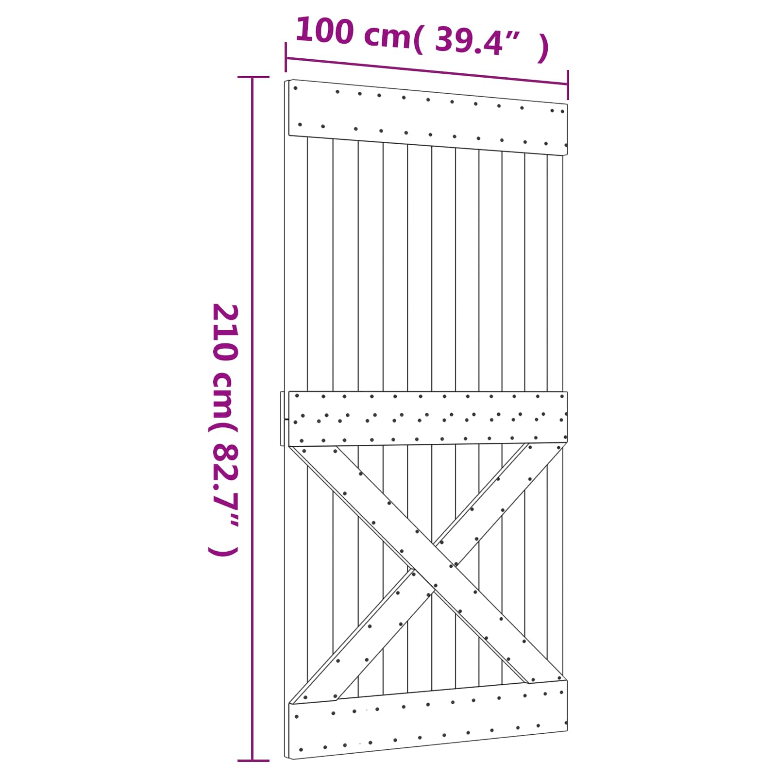 Sliding Door Natural and White 100 x 210 cm