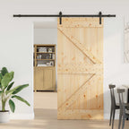 NARVIK Natural and Black Sliding Door 100 x 210 cm (213.5 cm)