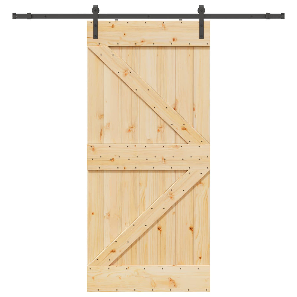 NARVIK Natural and Black Sliding Door 100 x 210 cm (213.5 cm)