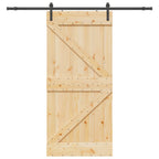 NARVIK Natural and Black Sliding Door 100 x 210 cm (213.5 cm)