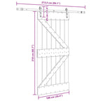 NARVIK Natural and Black Sliding Door 100 x 210 cm (213.5 cm)