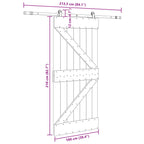 NARVIK Sliding Door Natural and black 100 x 210 cm (213.5 cm)