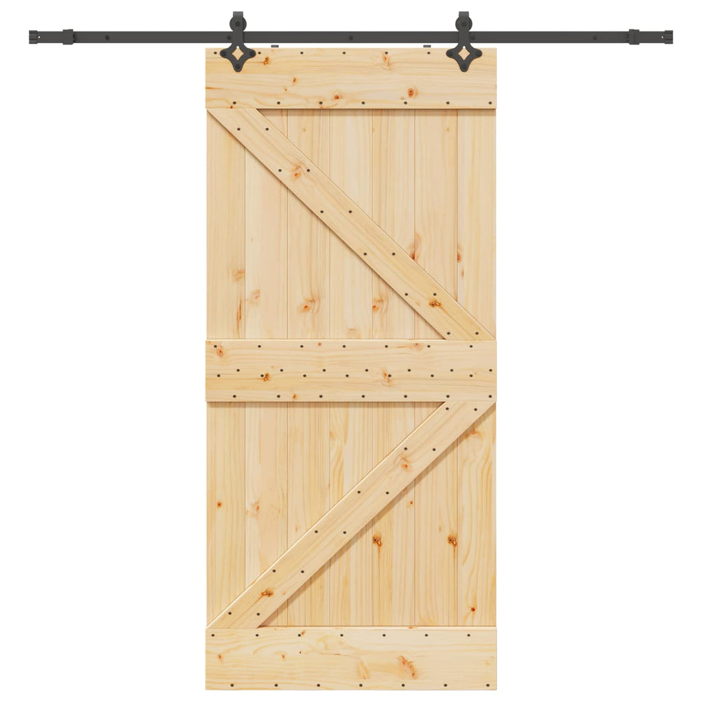 Puerta Corredera NARVIK Natural y negro 100 x 210 cm (213,5 cm)