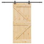 Puerta Corredera NARVIK Natural y negro 100 x 210 cm (213,5 cm)