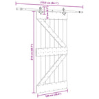 Puerta Corredera NARVIK Natural y negro 100 x 210 cm (213,5 cm)