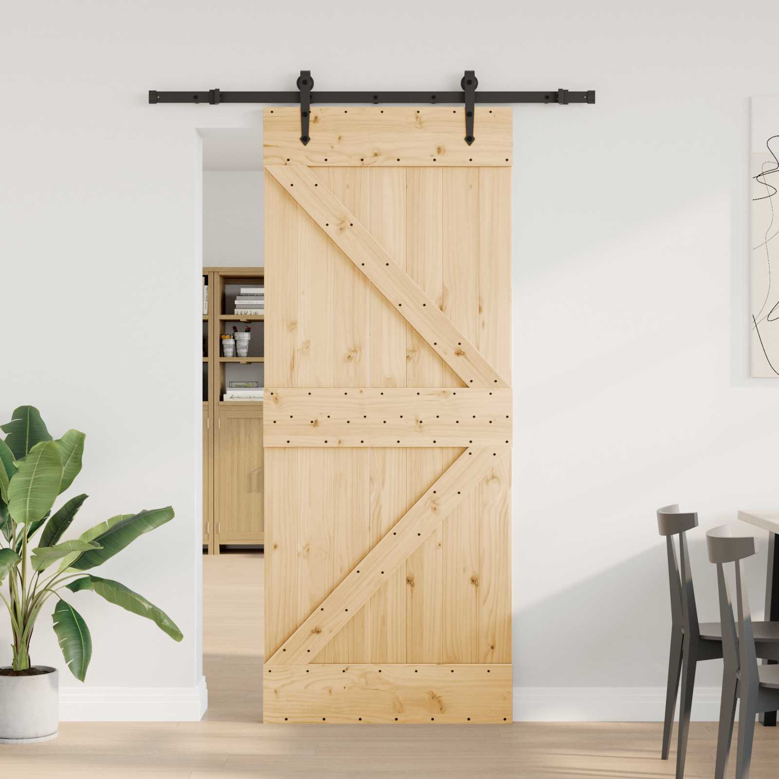 Sliding door NARVIK Natural and black 100 x 210 cm (213.5 cm)