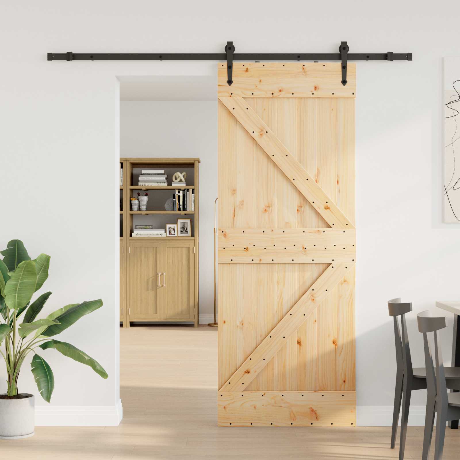 Sliding door NARVIK Natural and black 100 x 210 cm (213.5 cm)
