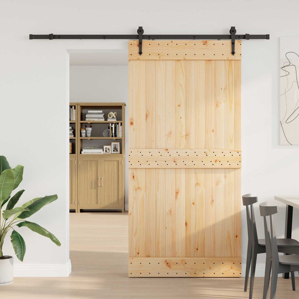 Sliding door NARVIK Natural and black 100 x 210 cm (213.5 cm)