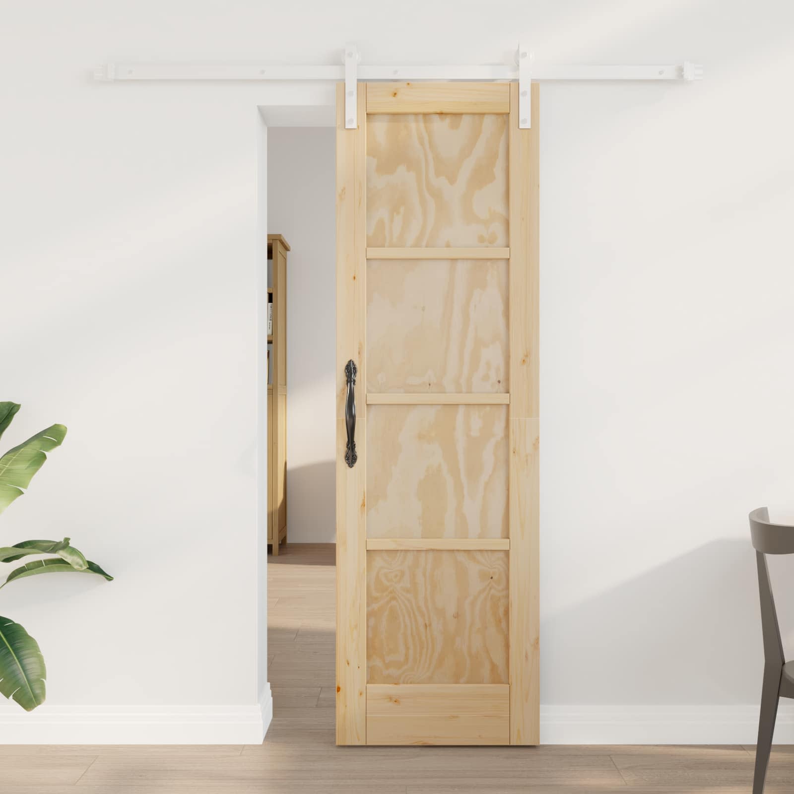 Sliding Door White 83 x 202 cm Solid Pine Wood