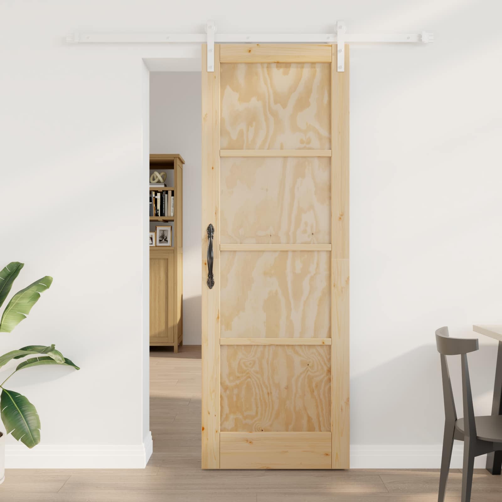 Sliding Door White 83 x 202 cm Solid Pine Wood