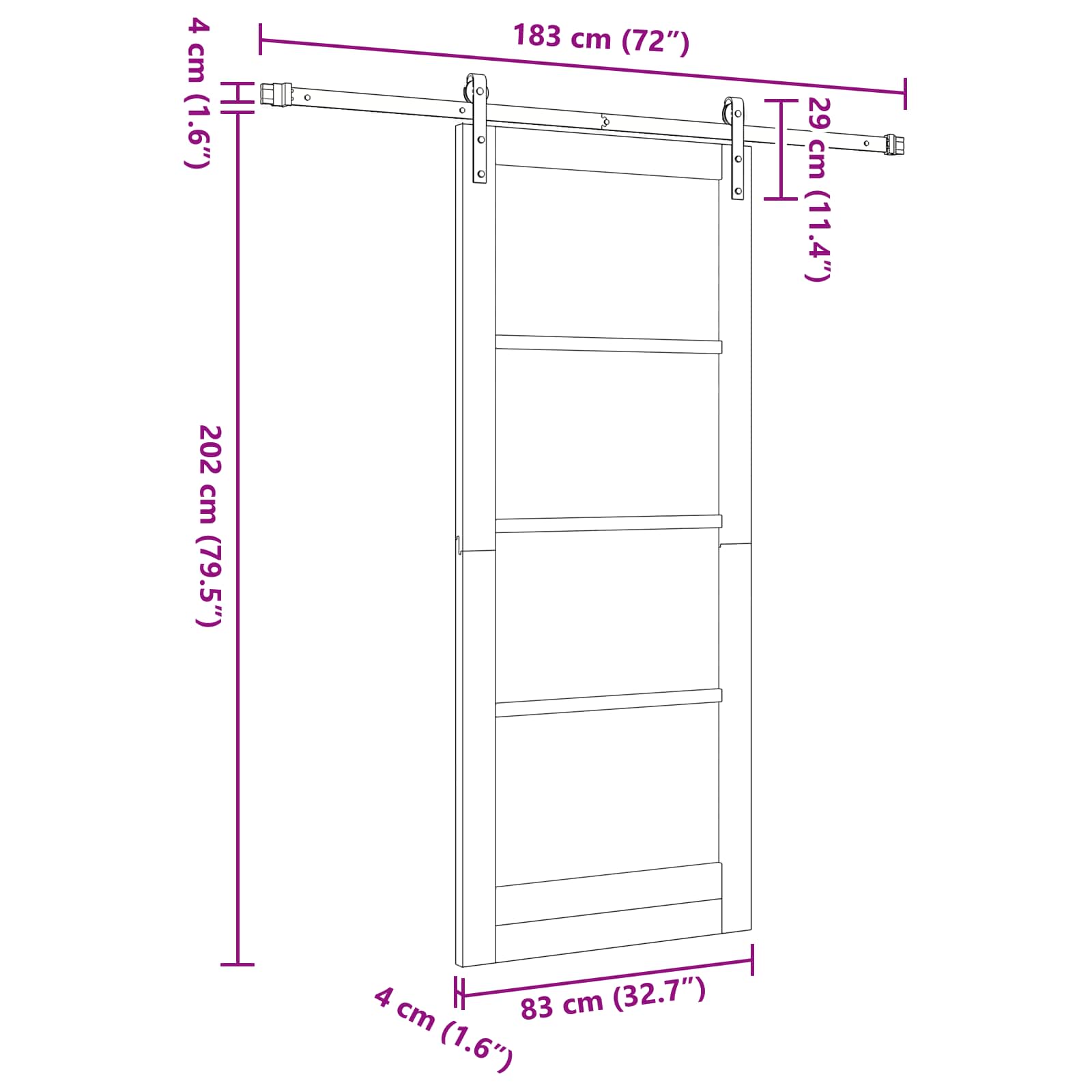 Sliding Door White 83 x 202 cm Solid Pine Wood