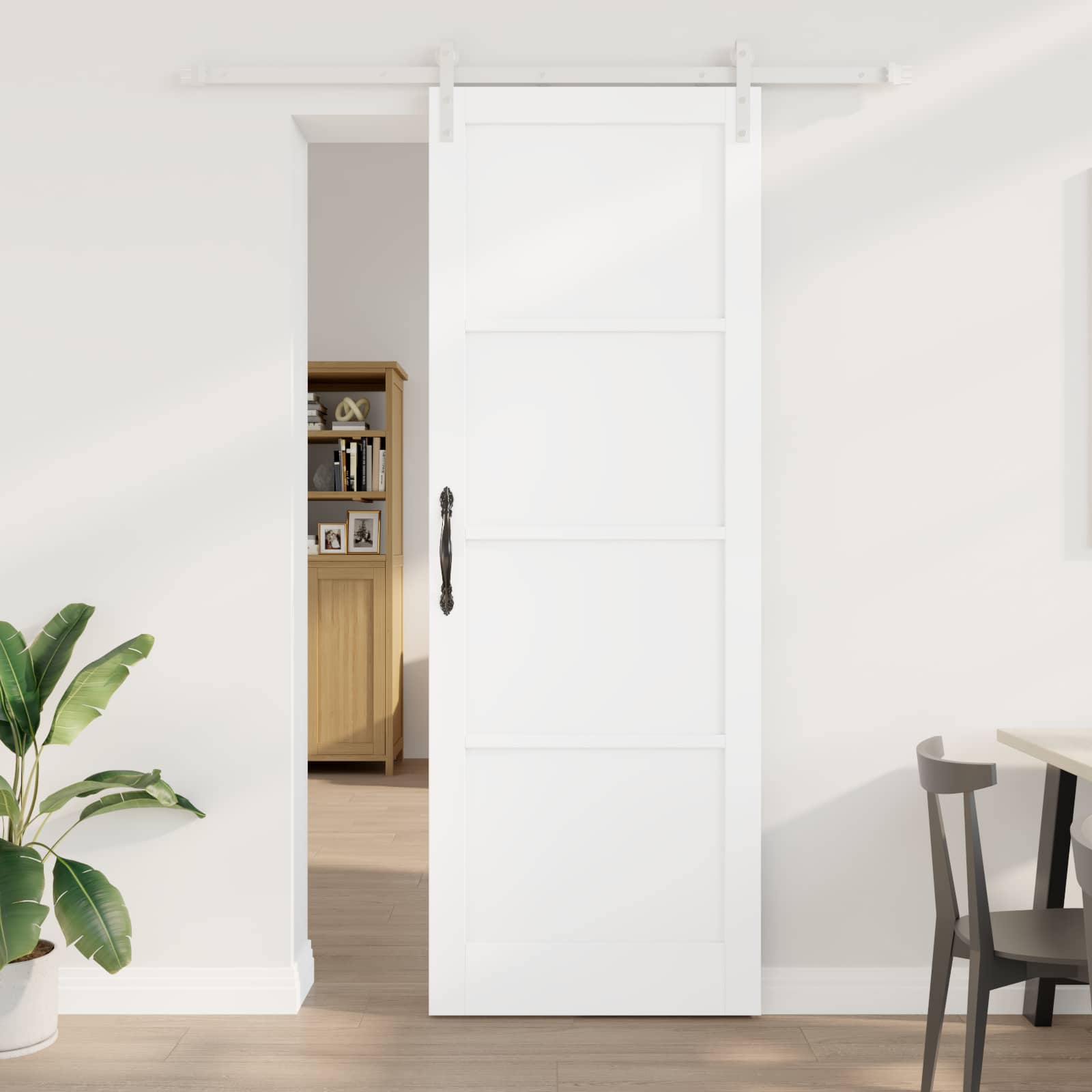 Sliding Door White 83 x 202 cm Solid Pine Wood