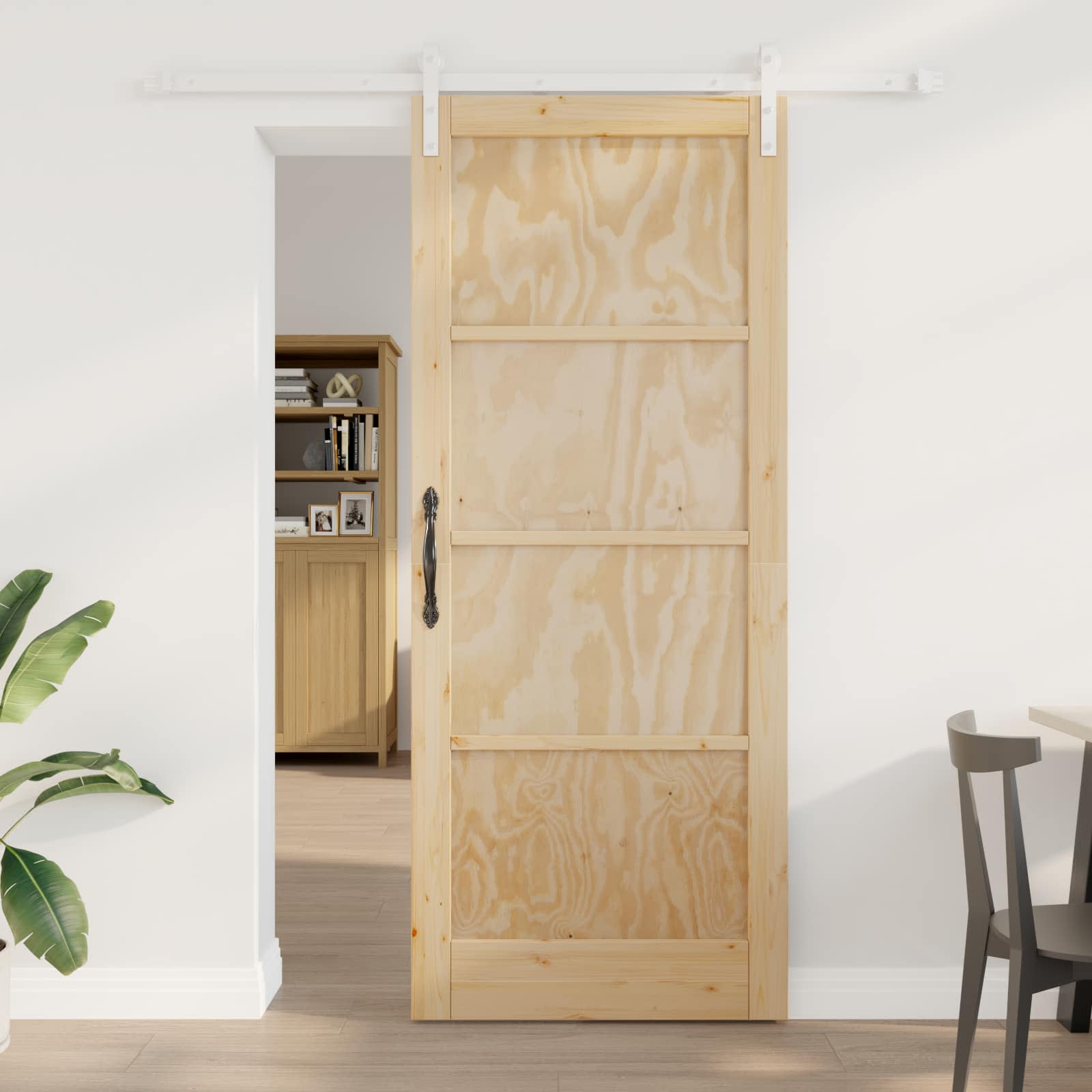 Sliding Door White 83 x 202 cm Solid Pine Wood