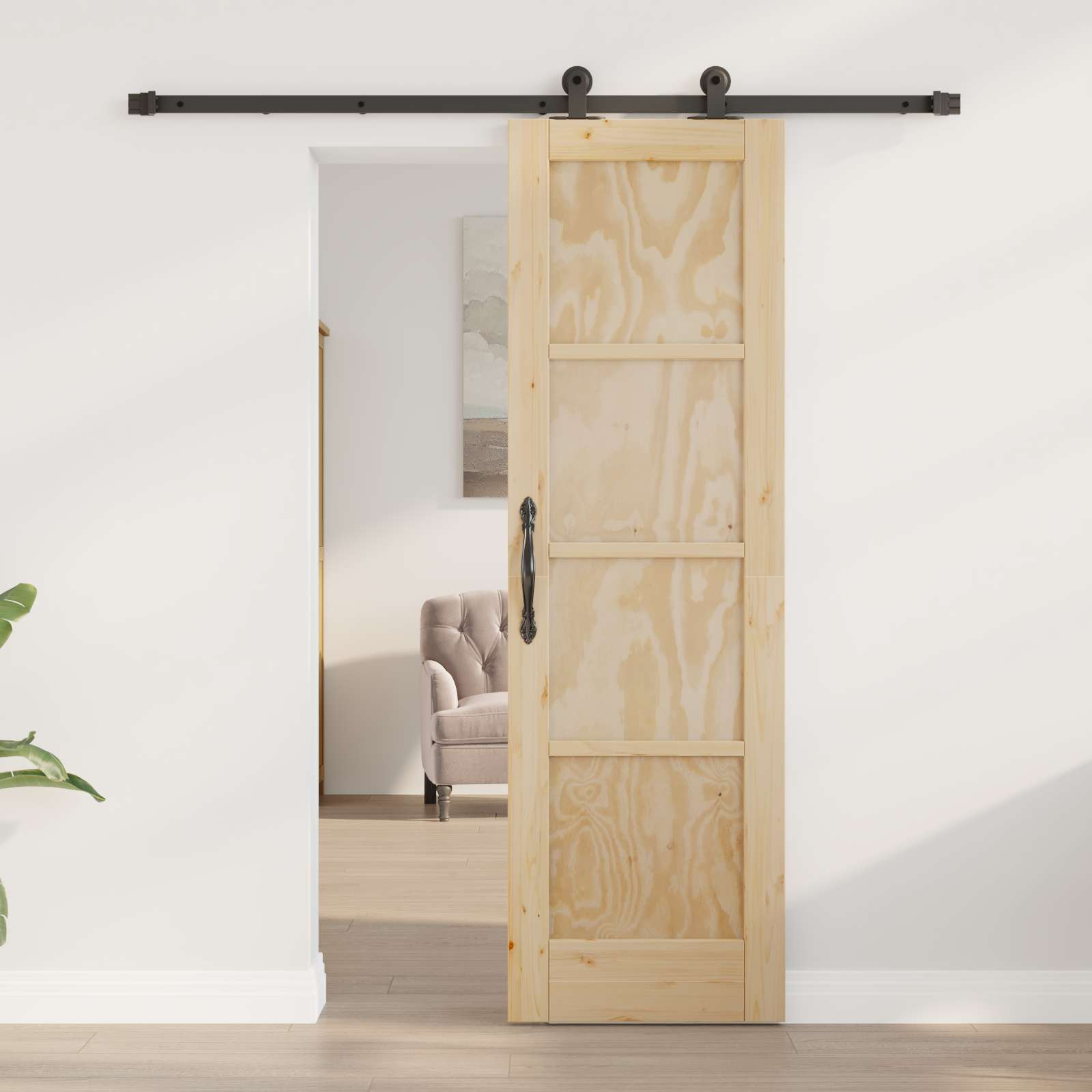 Sliding Door Natural and Black 61 x 198.5 cm