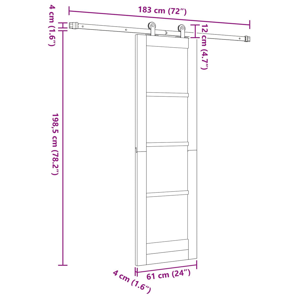 Sliding Door Natural and Black 61 x 198.5 cm