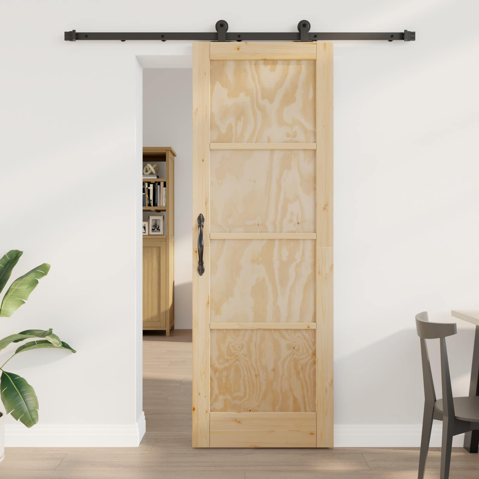 Sliding Door Natural and Black 73.5 x 211 cm
