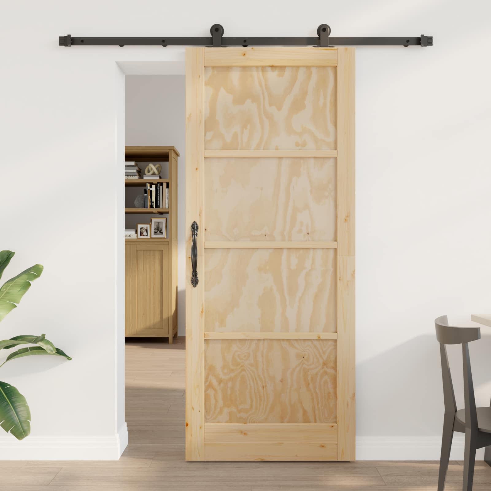 Sliding door Natural and black 83 x 202 cm