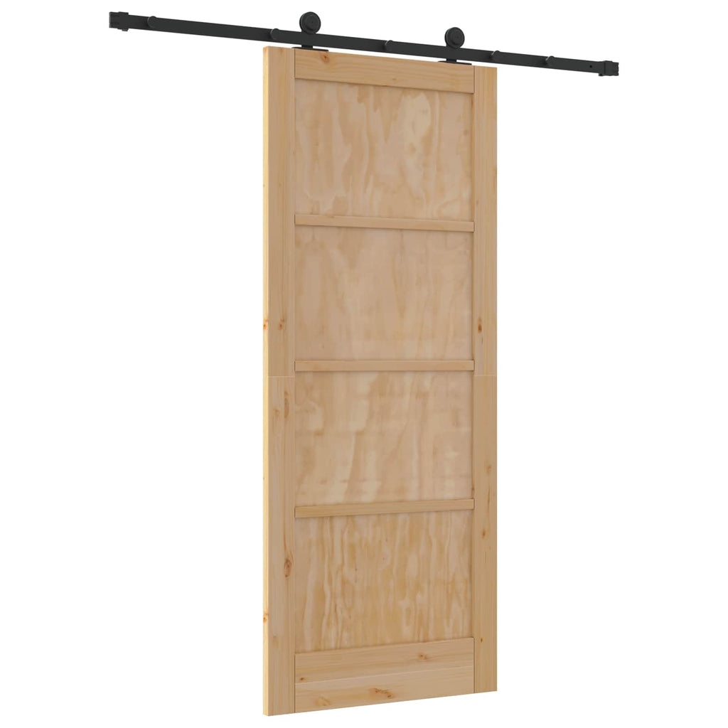 Sliding door Natural and black 83 x 202 cm