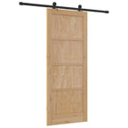 Sliding door Natural and black 83 x 202 cm