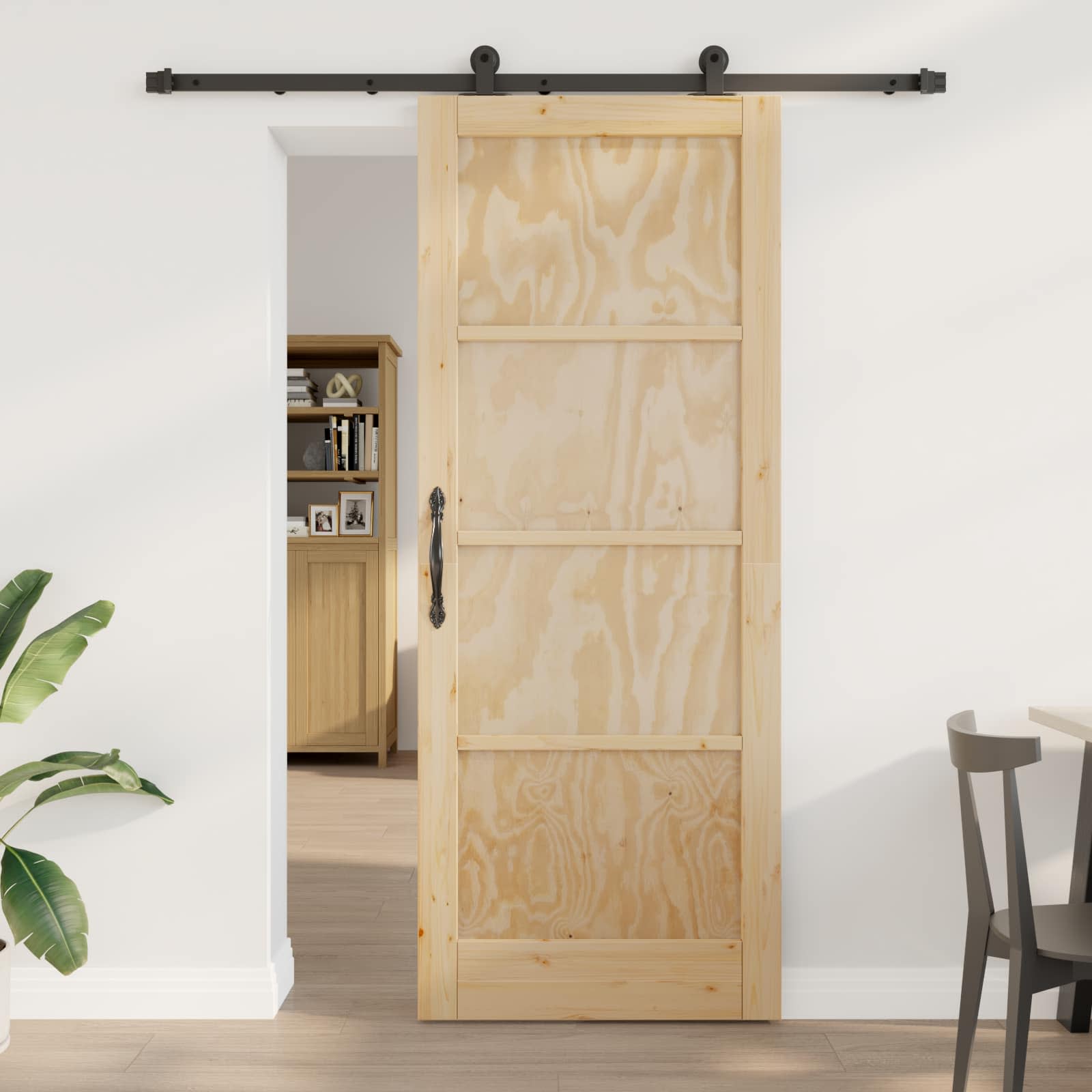 Sliding door Natural and black 83 x 202 cm