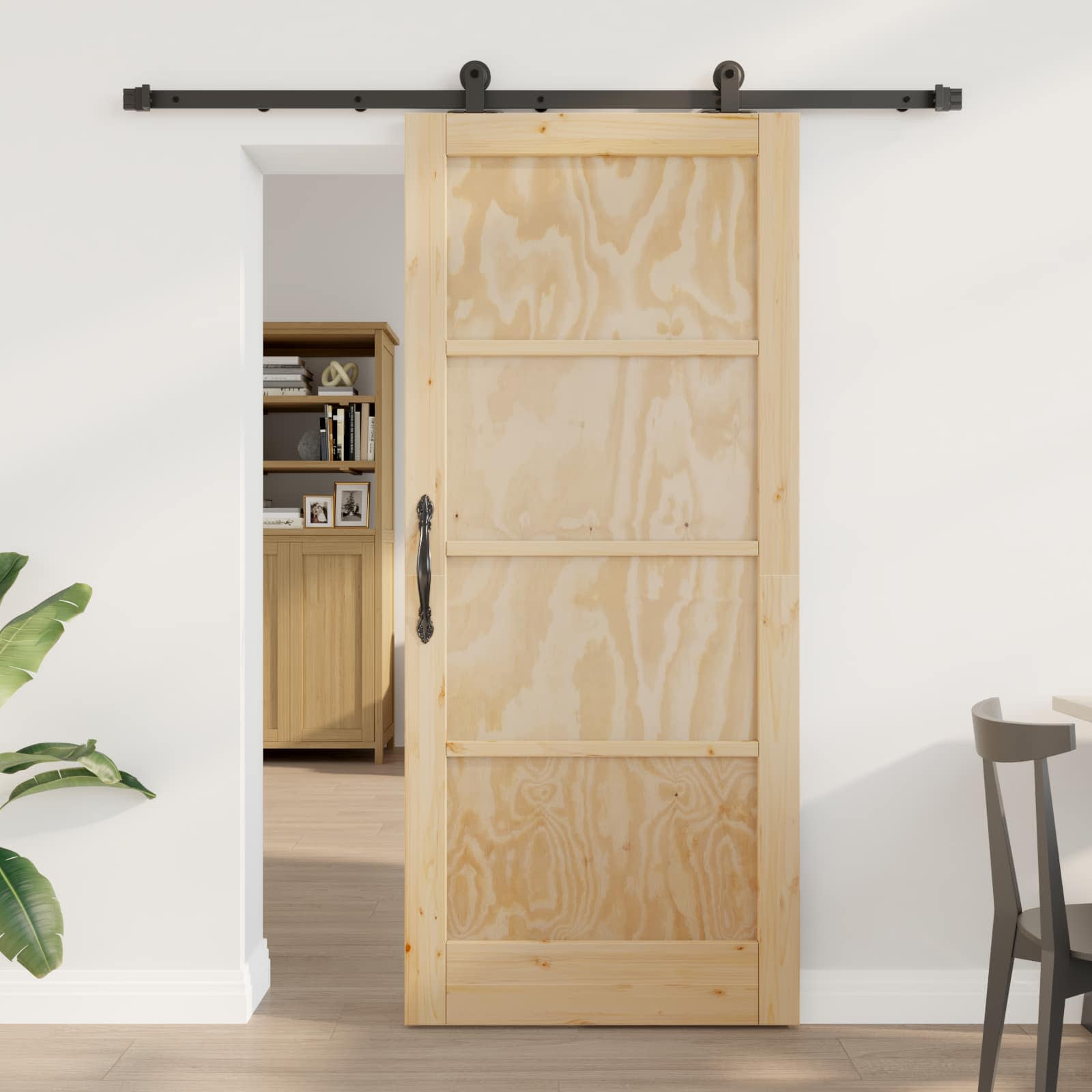 Sliding door Natural and black 83 x 202 cm